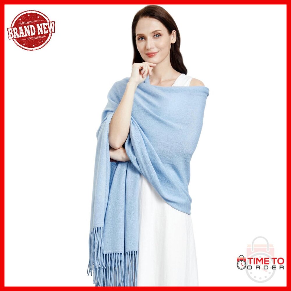 Luxury Cashmere Wool Blend Shawl Wrap 87" With Tassels Travel Pashmina